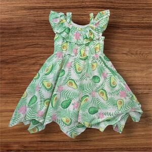 Cynthia Rowley Toddler Girls 2T Avocado Print Off-Shoulder Fit Flare Lined Dress